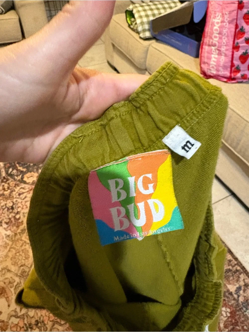 Big Bud Press M Olive Green Women's Drawstring Joggers FLAWED